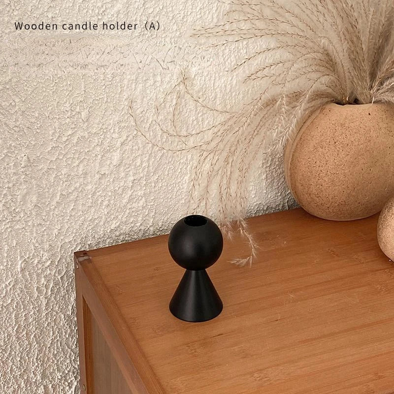 Geometric Black Wooden Candle Holder – Stylish & Highly Popular Room Accent