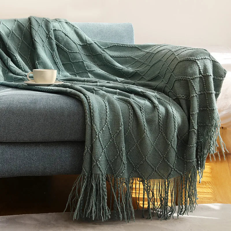 Bohemian/ Country Knitted Weave Blanket Throw –in various colors and sizes