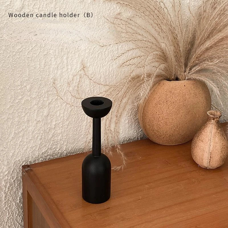 Geometric Black Wooden Candle Holder – Stylish & Highly Popular Room Accent