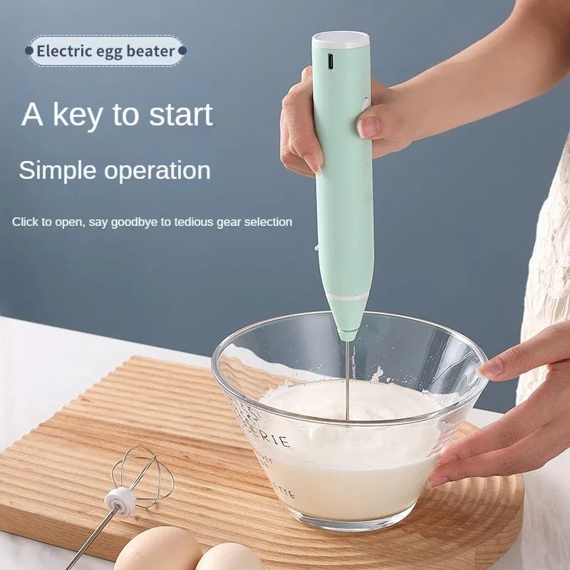 3-Speed USB Electric Milk Frother & Egg Beater – Dual Head | Mint Green, Pink, Black