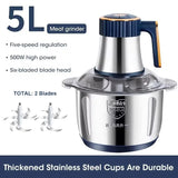 6-Blade Electric Food Processor & Meat Grinder – 5-in-1 High-Power Stainless Steel