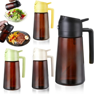 2-in-1 Olive Oil Glass Dispenser – 470ml Light-Blocking Spray & Pour
