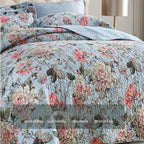 Luxury 500TC Pure Egyptian Cotton Boho Vintage Floral Reversible Bedcover Quilt Set – 3-Piece King & Queen Fit WHIMSICAL HOME OF CREATIONS
