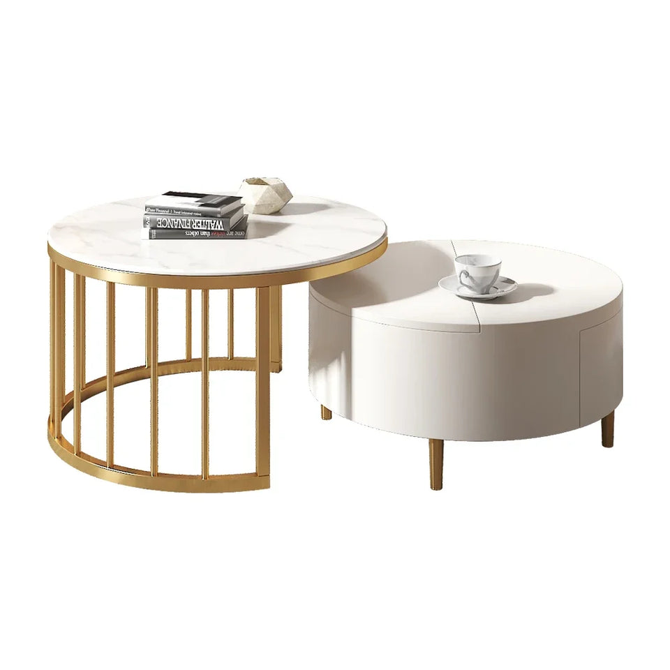 2-Piece Round Coffee Table – Mid-Century Modern Elegance