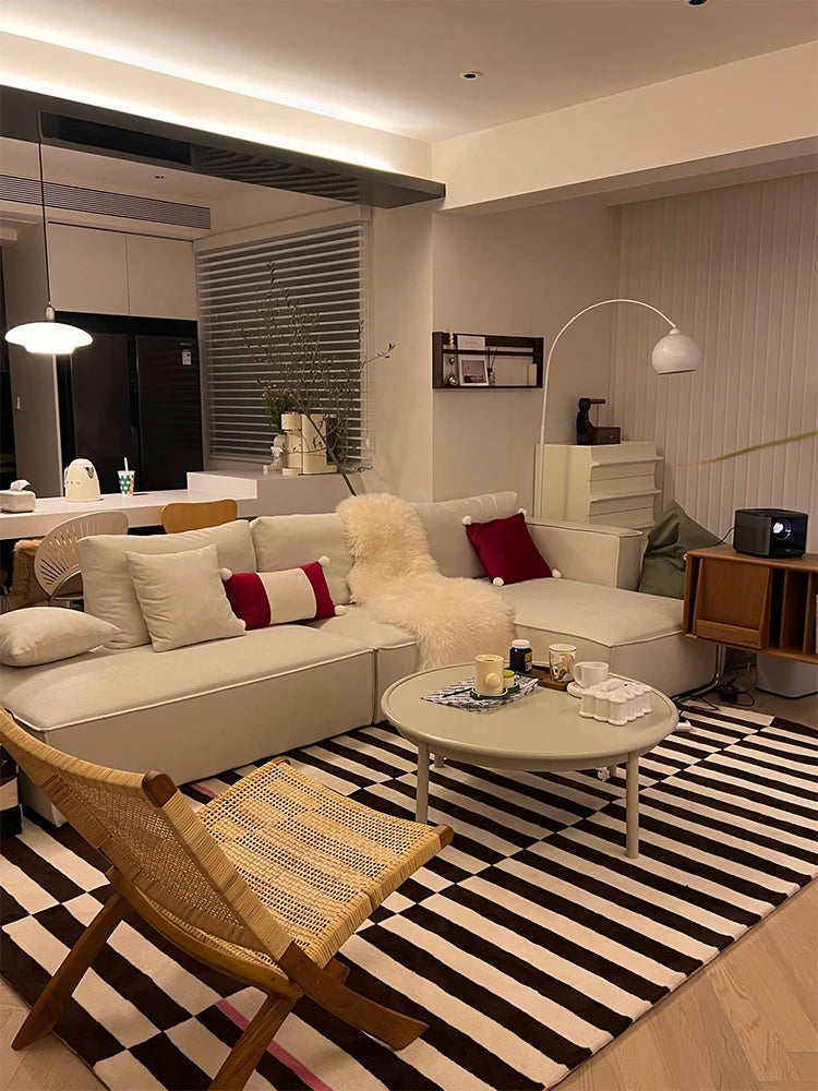 French Retro Art Deco Minimalist Plush Area Rug – Soft, Timeless & Machine-Washable WHIMSICAL HOME OF CREATIONS