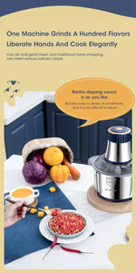 6-Blade Electric Food Processor & Meat Grinder – 5-in-1 High-Power Stainless Steel