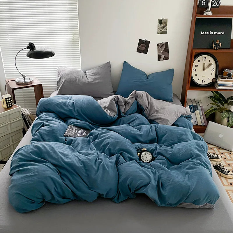 Luxury 100% Pure Linen-Cotton Twill Bed Sheet Set with Duvet Cover & Pillowcases – Soft, Durable, Breathable WHIMSICAL HOME OF CREATIONS