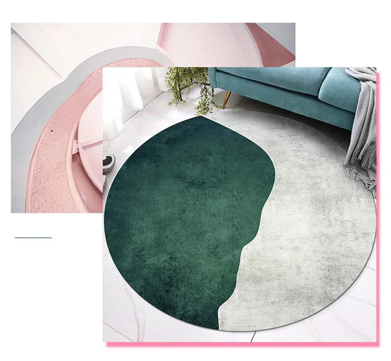 Simple Retro Nordic Round Luxury Rug – Bright Green Hues