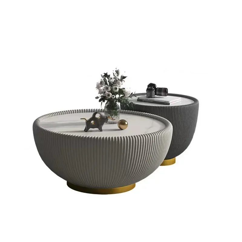 Modern Mid-Century Moroccan Marble-Top Coffee Table