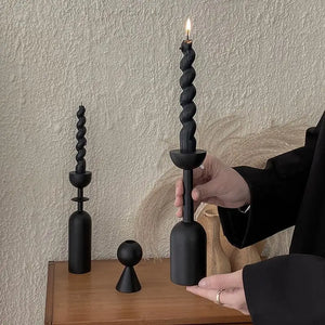 Geometric Black Wooden Candle Holder – Stylish & Highly Popular Room Accent