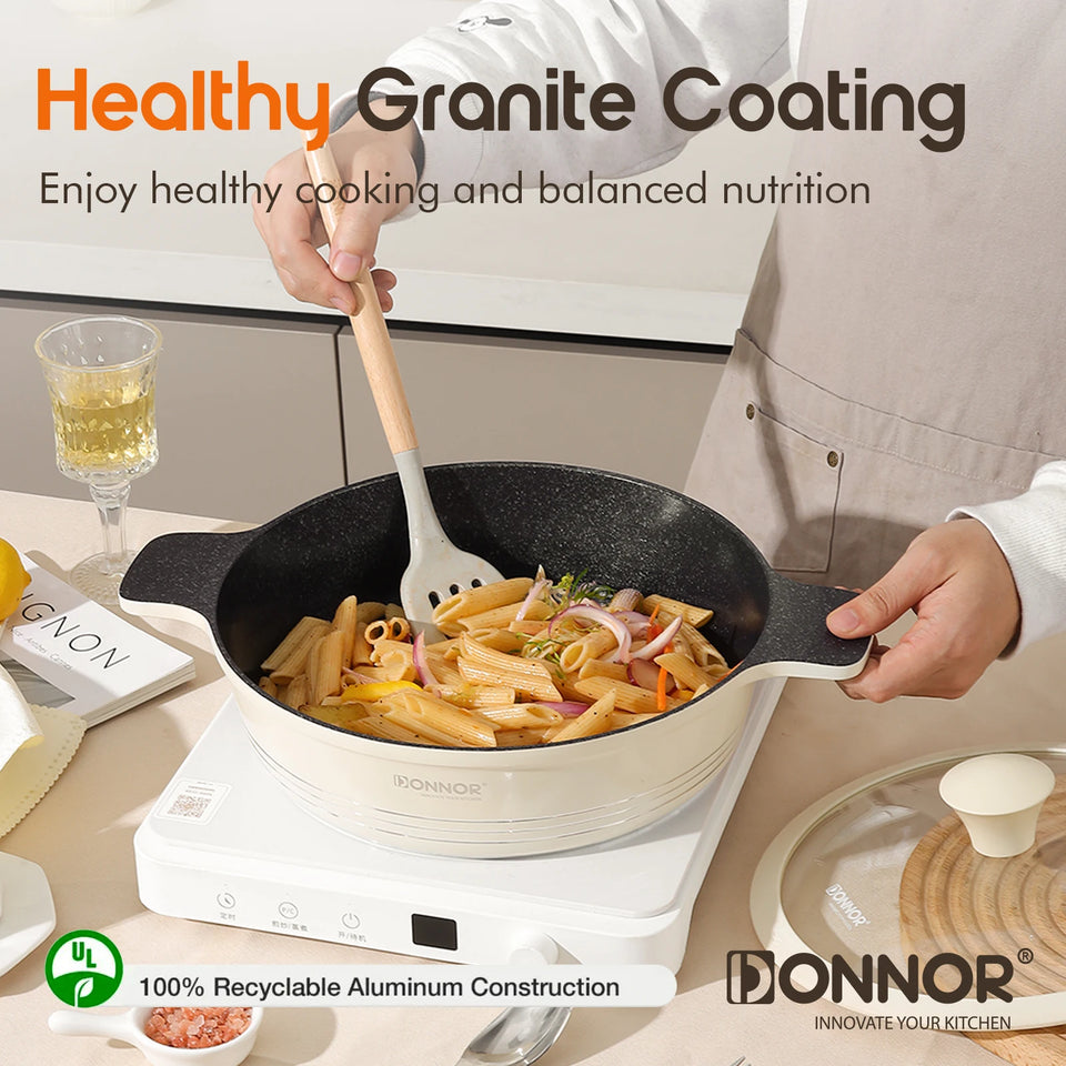 15-Piece Granite-Coated Ceramic Cookware Set – White, Purple, or Dark Grey PFAS, PFOA, and PTFE Free