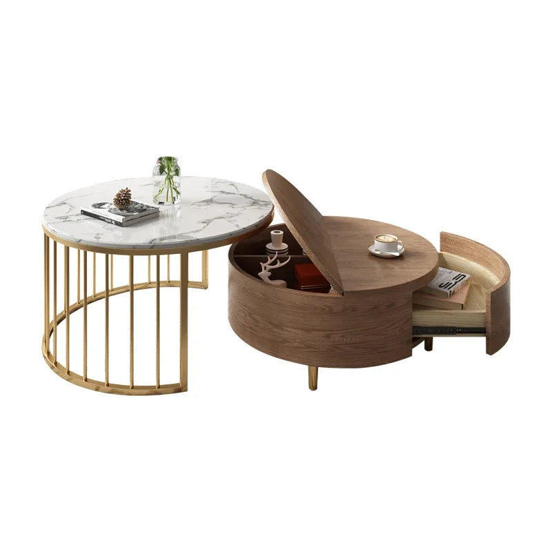 2-Piece Round Coffee Table – Mid-Century Modern Elegance