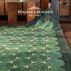 Vibrant Forest Green & Sand Dune Luxe Rug – Faux Cashmere, Soft Plush, Non-Slip & Machine Washable WHIMSICAL HOME OF CREATIONS