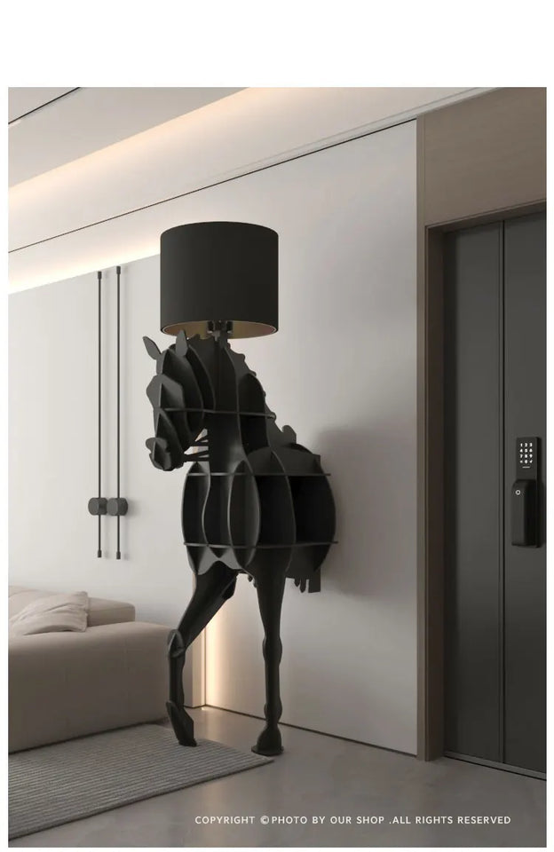 Luxury Horse Statue Wall-Mounted Display Shelf