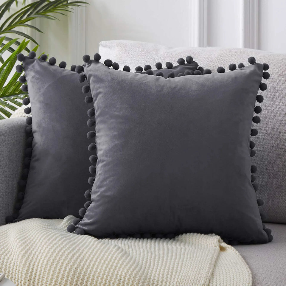 Velvet Cushioncover pillowslip with Ball Soft Decorative Cushion Home Decor for Sofa Set