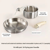 9pcs Stainless Steel Detachable Handle Cookware Pots and Pans Set