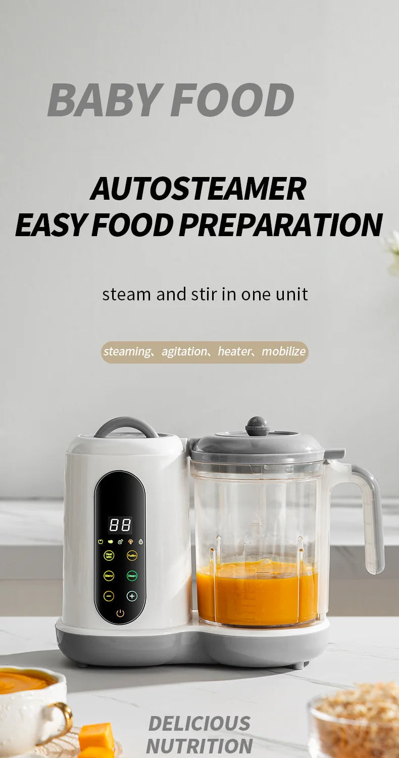 Multi-Functional Baby Food Maker – Steamer, Puree Blender & Milk Warmer with Temperature Display WHIMSICAL HOME OF CREATIONS