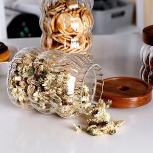 3-Piece high-quality Borosilicate Glass Kitchen Canister Set – With Wooden Lids