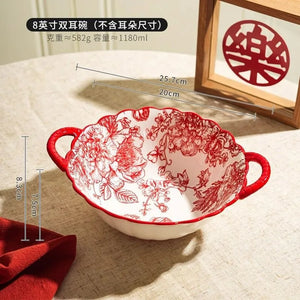 Timeless Elegance Red & White Flower Porcelain Dinnerware Set