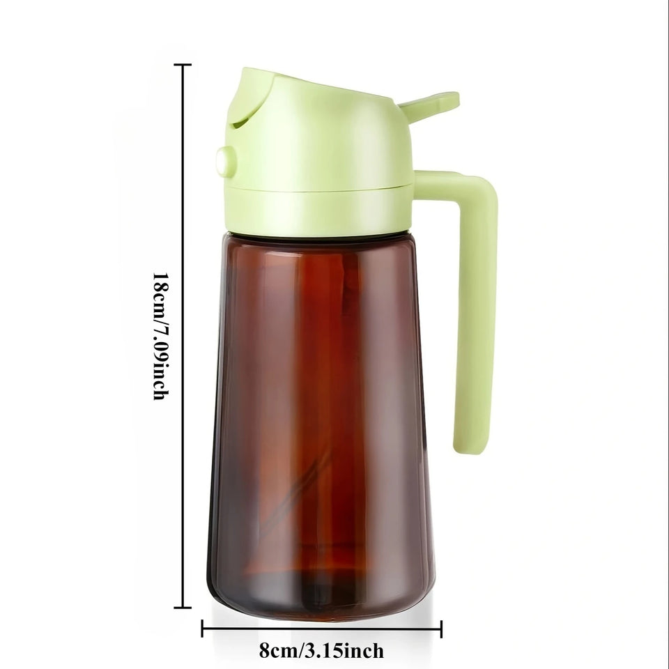 2-in-1 Olive Oil Glass Dispenser – 470ml Light-Blocking Spray & Pour