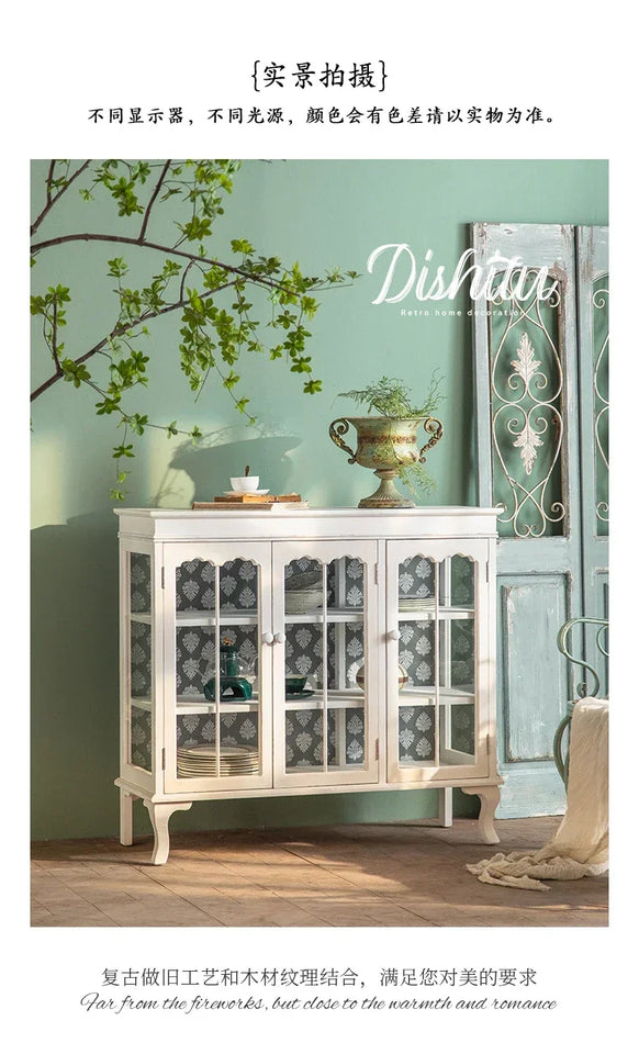 French Distressed Glass Cabinet – A Fusion of Charm & Sophistication