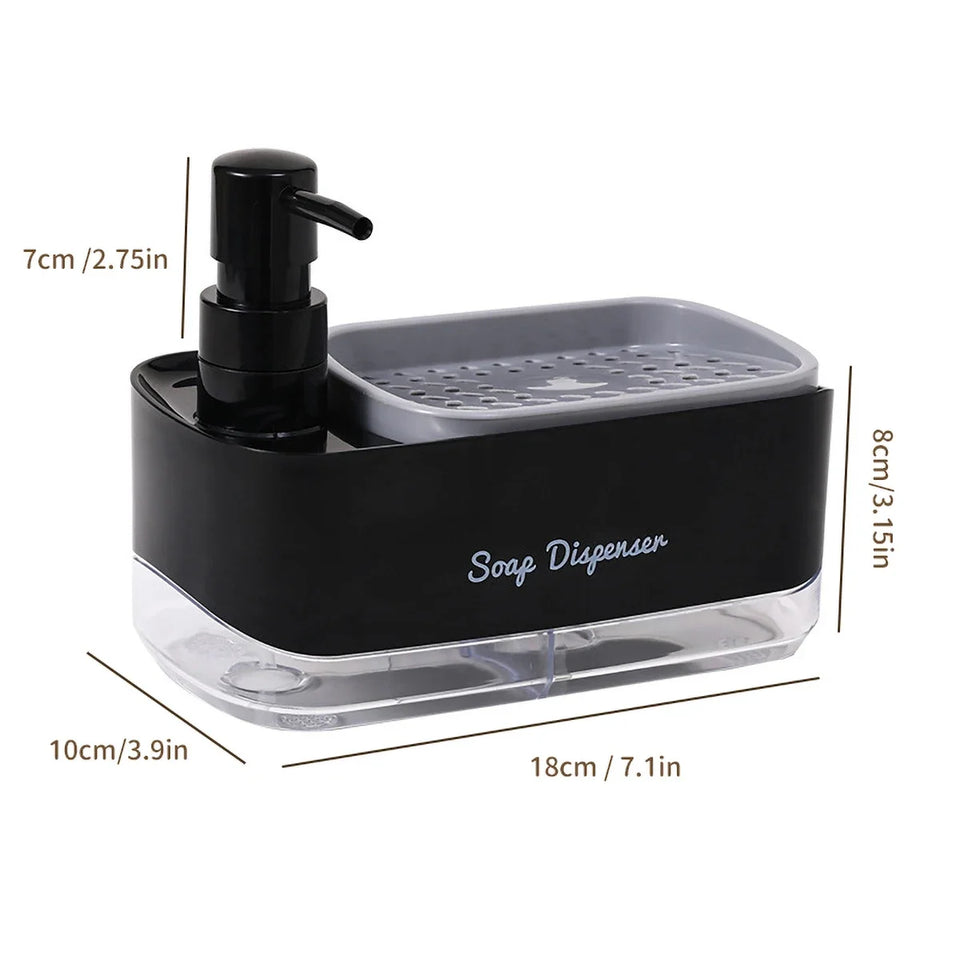 Press Type Kitchen Manual Soap Dispenser Hand Hand Pump Leak-Proof Detergent Dispenser with Sponge Holder Cleaning Tool