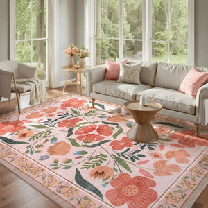 Soft Boho Floral Chic Rug – Washable & Non-Slip