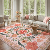 Soft Boho Floral Chic Rug – Washable & Non-Slip