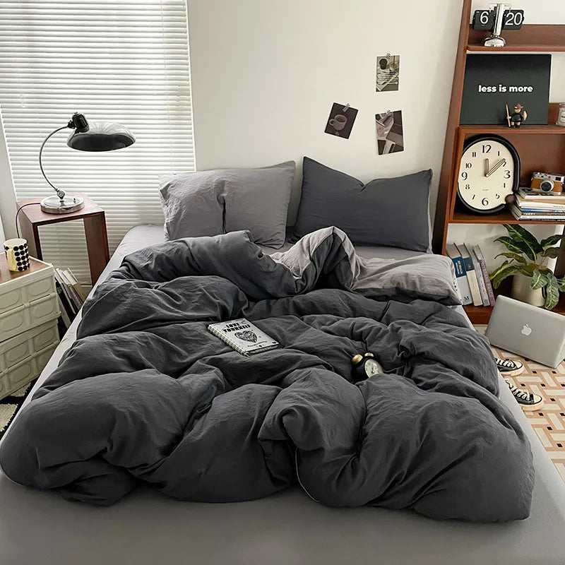 Luxury 100% Pure Linen-Cotton Twill Bed Sheet Set with Duvet Cover & Pillowcases – Soft, Durable, Breathable WHIMSICAL HOME OF CREATIONS