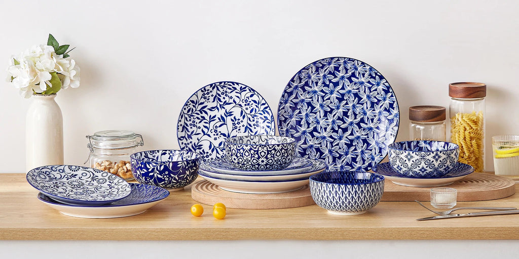 Elegant Blue & White Porcelain Dinnerware Set – Multiple Sizes Available WHIMSICAL HOME OF CREATIONS