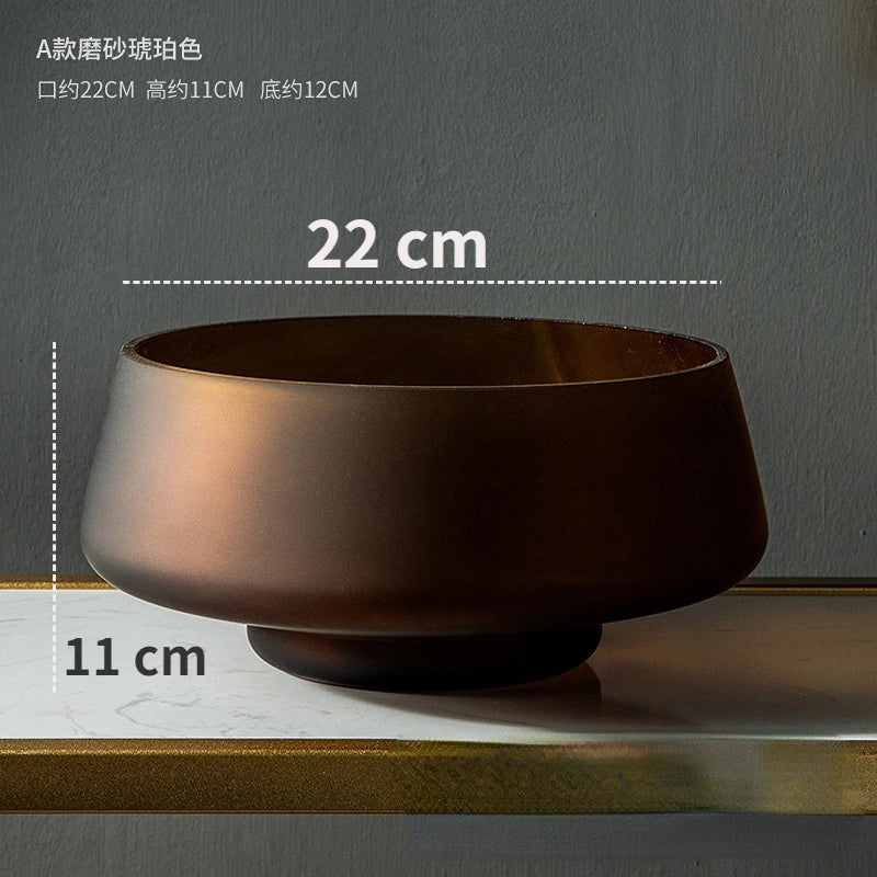 Luxury Frosted Glass Hydroponic Vase – Coffee & Frosted Elegance