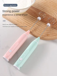 3-Speed USB Electric Milk Frother & Egg Beater – Dual Head | Mint Green, Pink, Black