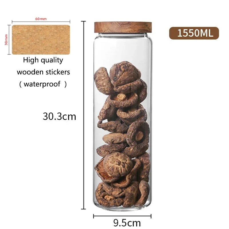 Modern Retro Glass Canister Set's with Airtight Wooden Lids