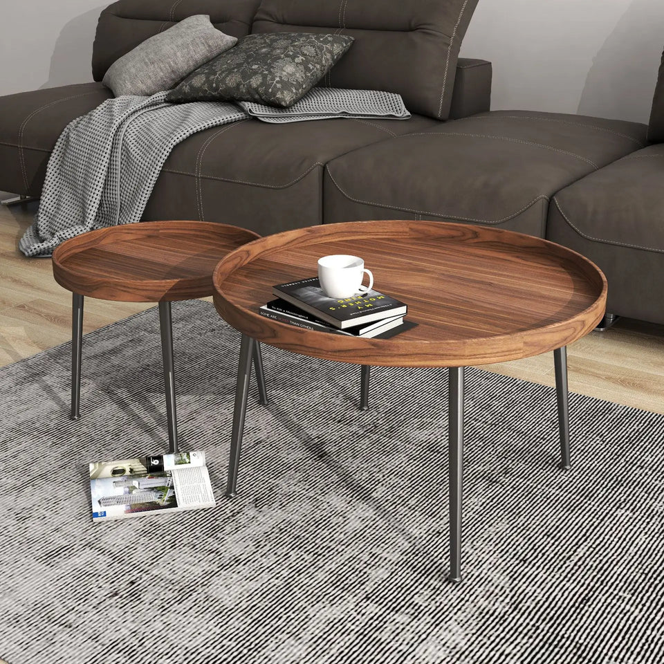 Wooden Modern Round Luxury Center Table Furniture with Mini End Table