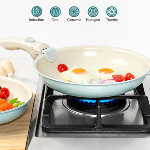 Elegant 3-Piece Non-Stick Cookware Set – Baby Blue & Sage Green