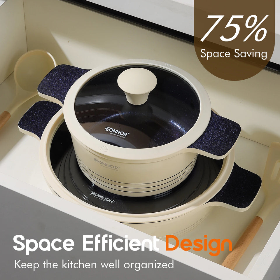 15-Piece Granite-Coated Ceramic Cookware Set – White, Purple, or Dark Grey PFAS, PFOA, and PTFE Free