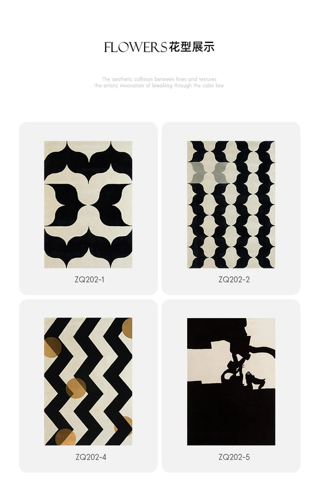 French Retro Art Deco Minimalist Plush Area Rug