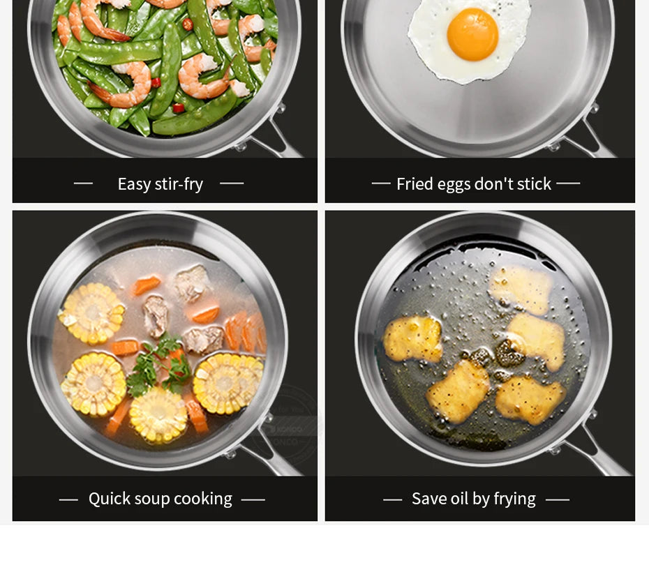 316 Stainless Steel Frying Pan 20 cm – Non-Stick Multi-Layer Cookware for Home & Professional Chefs WHIMSICAL HOME OF CREATIONS