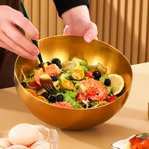 Large Gold Stainless Steel Salad Bowl – 20x9cm Retro Design