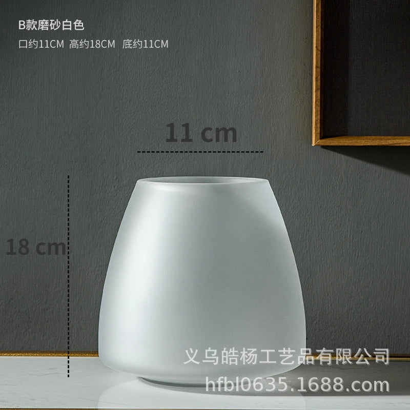 Luxury Frosted Glass Hydroponic Vase – Coffee & Frosted Elegance
