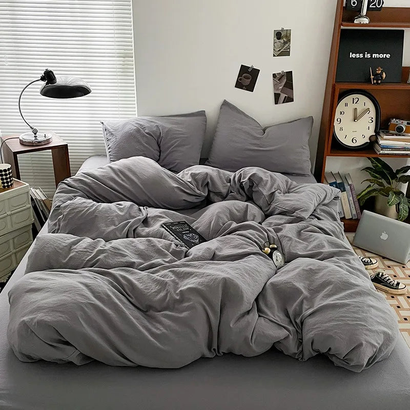 Luxury 100% Pure Linen-Cotton Twill Bed Sheet Set with Duvet Cover & Pillowcases – Soft, Durable, Breathable WHIMSICAL HOME OF CREATIONS