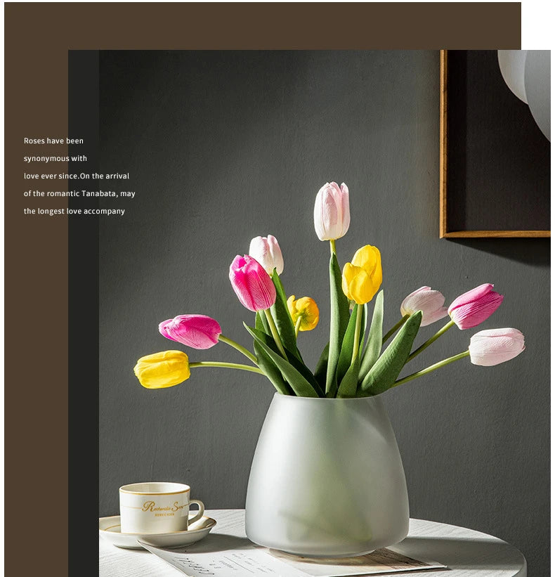 Luxury Frosted Glass Hydroponic Vase – Coffee & Frosted Elegance