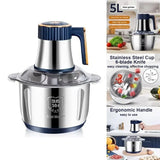 6-Blade Electric Food Processor & Meat Grinder – 5-in-1 High-Power Stainless Steel