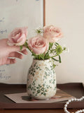 Ice Crackle Ceramic Vases – Vintage-Inspired with Green Accents