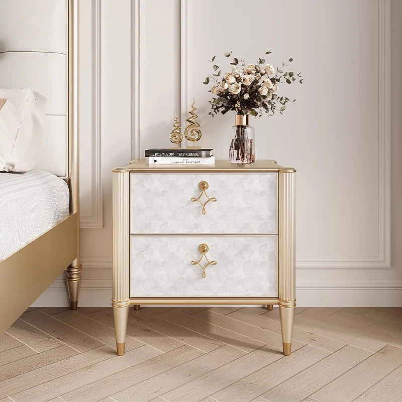 Hollywood Regency Art Deco Revival-nagtafeltjie – Luukse satynlakafwerking met goue lintstrikhandvatsels