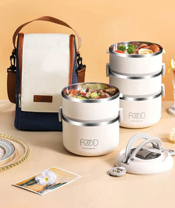 Large Capacity Thermal Insulated Lunch Box – Stackable Bento Container with Hidden Cutlery Microwave Safe