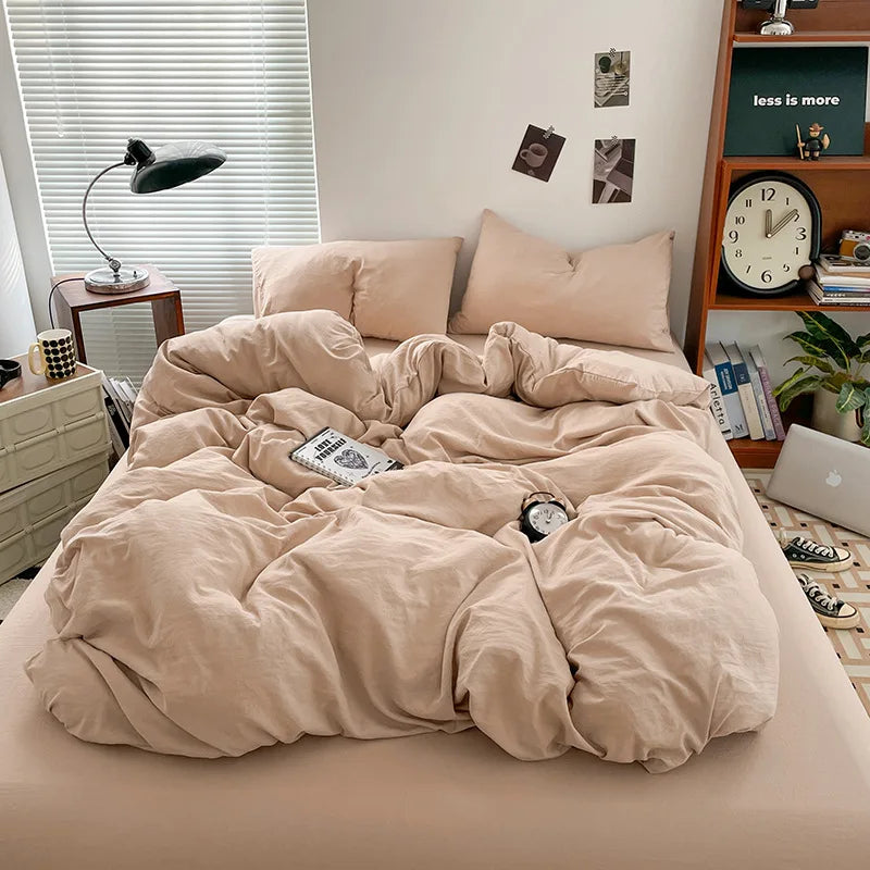 Luxury 100% Pure Linen-Cotton Twill Bed Sheet Set with Duvet Cover & Pillowcases – Soft, Durable, Breathable WHIMSICAL HOME OF CREATIONS