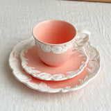 Vintage-Inspired Rose Tea & Coffee Cup Set with Saucer and Cake plate