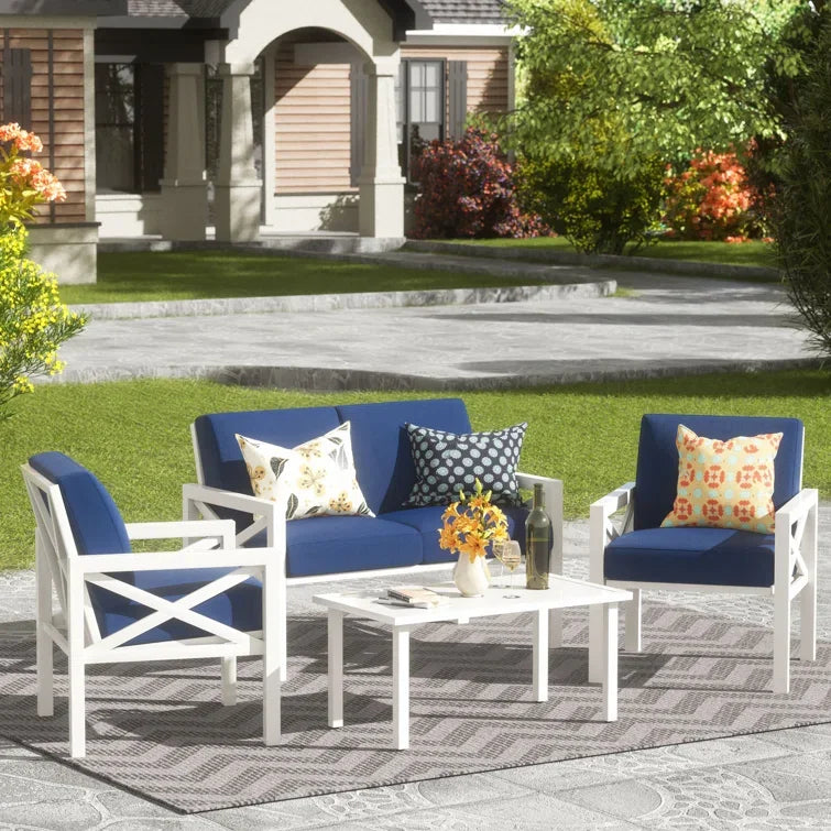 Luxury Hamptons Style Outdoor Crossback 4-Piece Patio Set – Timeless Elegance with Premium Comfort & Durability