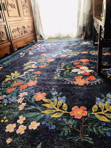 Vintage Boho-Inspired Floral Art Rug – Soft, Stylish & Washable 10mm thick very plush